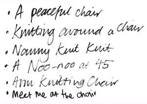 handwriting about chair