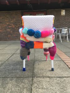 chair with knitted covering