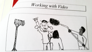 cartoon of a professional shoot with an angry protagonist