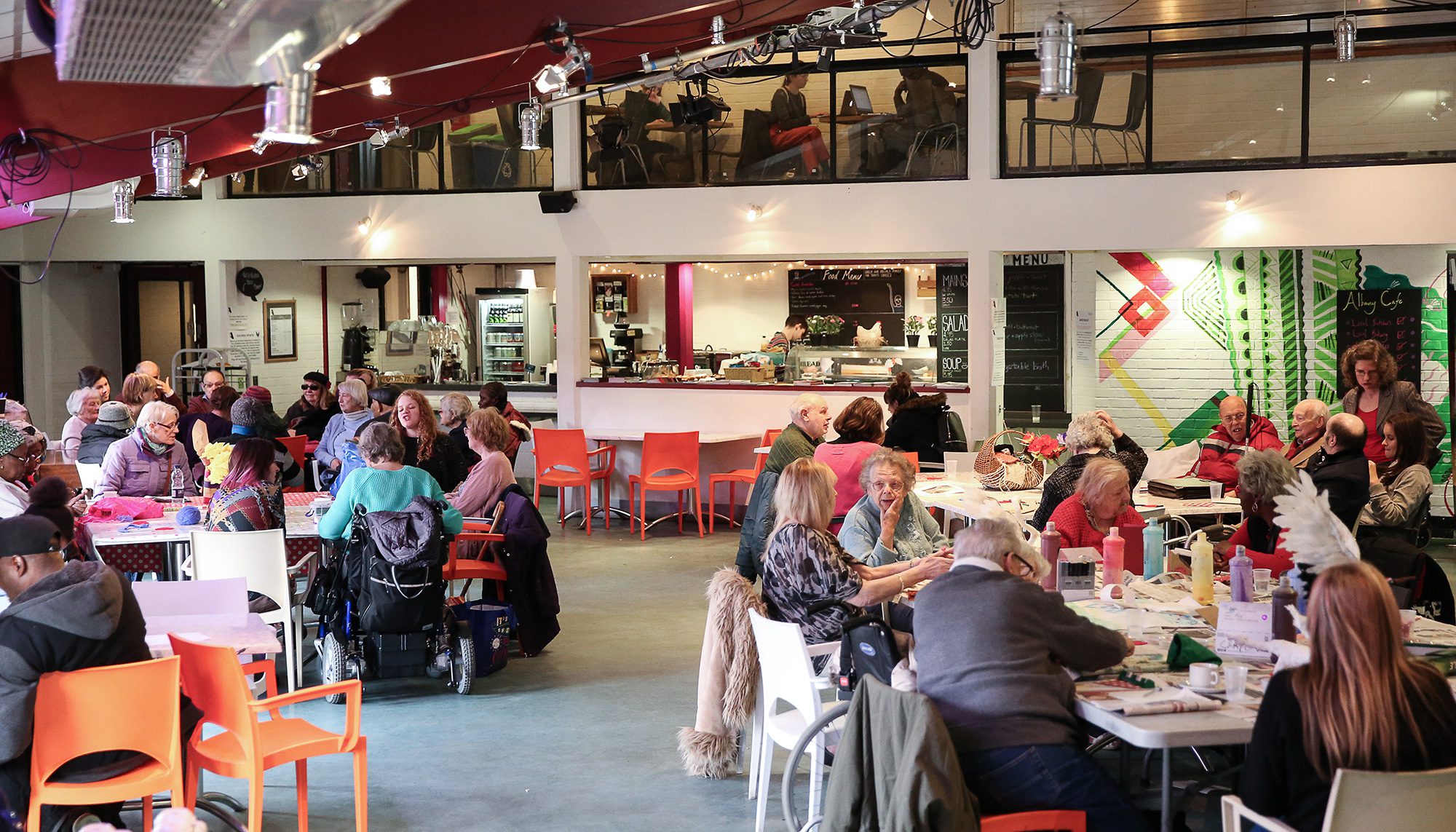 arts centre cafe with people around tables