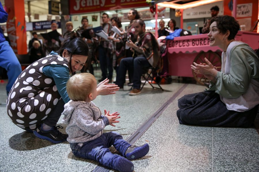 People playing music young baby clapping