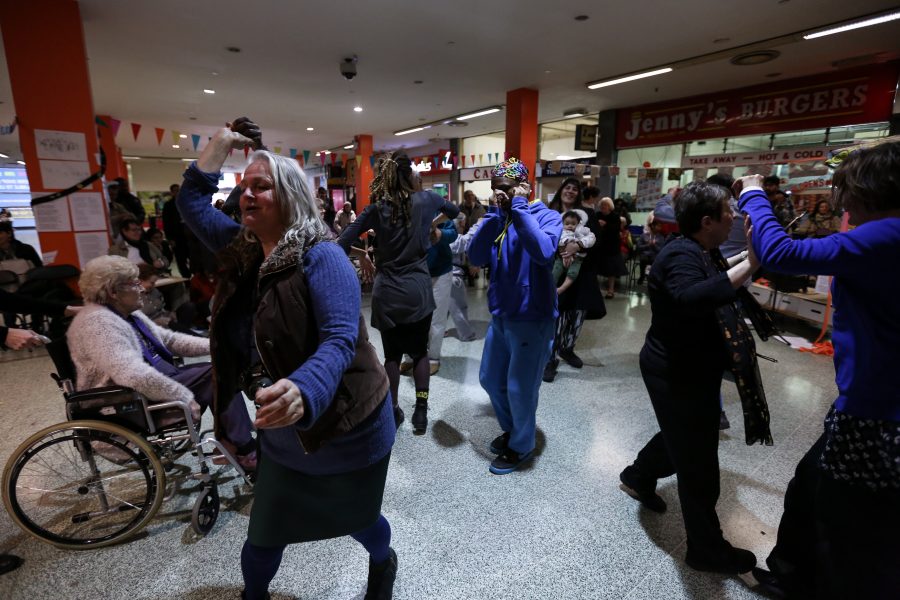 group of participants in a shopping centre