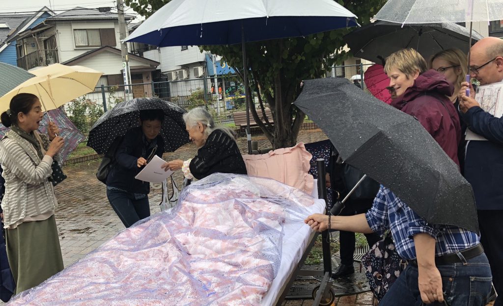bed art project in japanese street