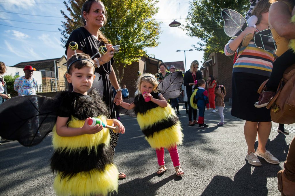 children dressed as bees
