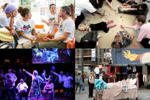 four images of people participating in Entelechy Arts activities