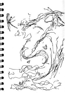 A drawing of squiggles and lines