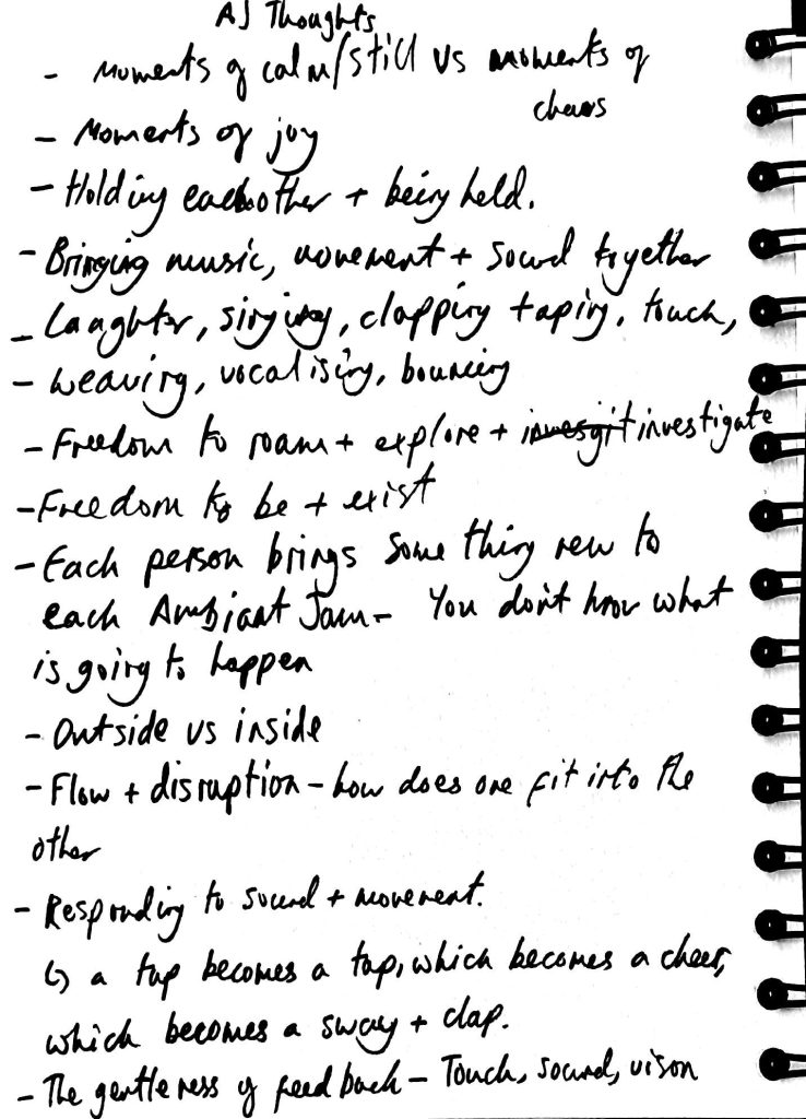 Handwritten thoughts about Ambient Jam